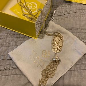 Rayne Gold Long Pendant Necklace In Gold Filigree